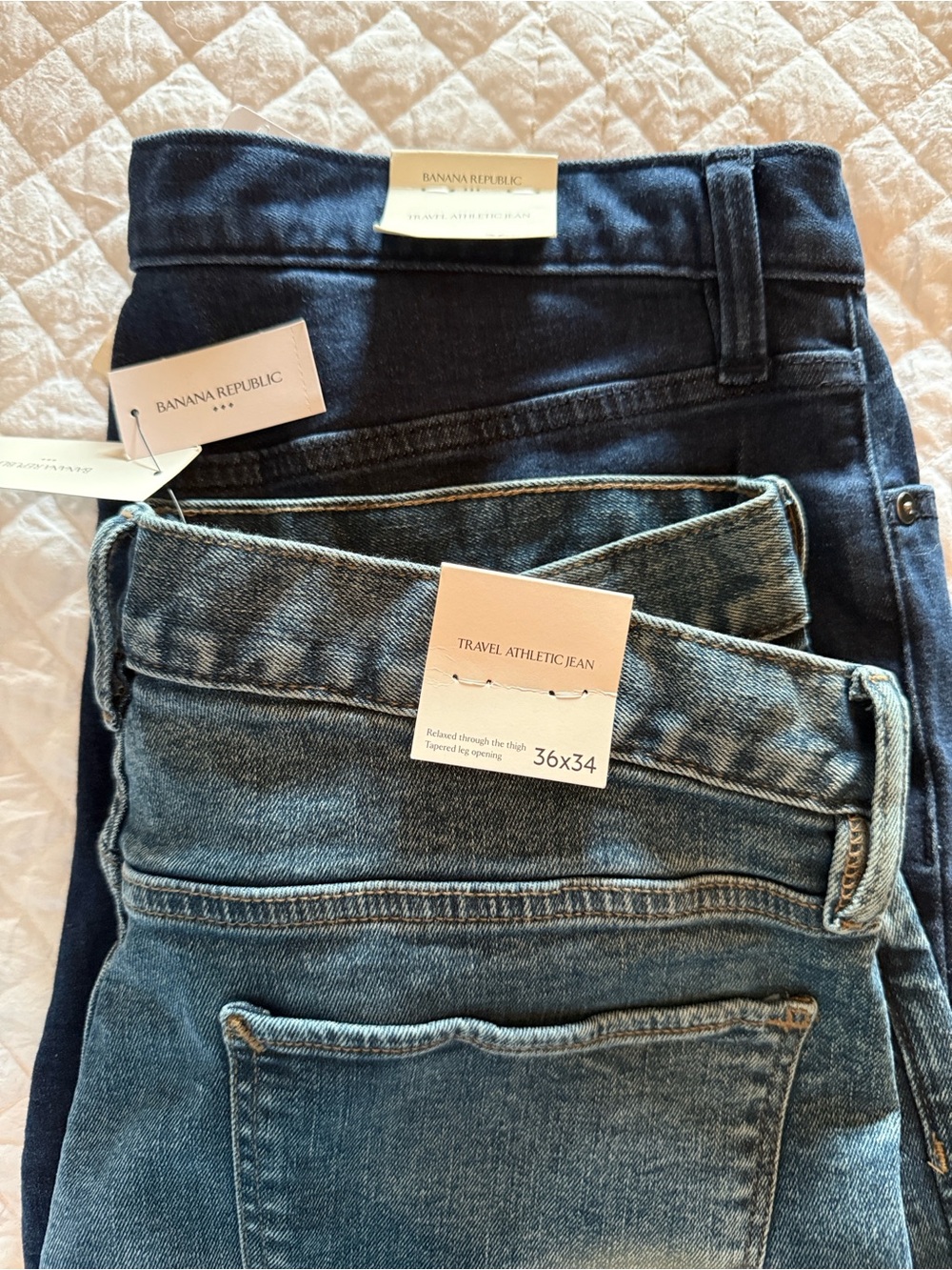 Banana Republic Men's Travel Athletic Fit Two-Pack Jeans - Dark & Medium Blue